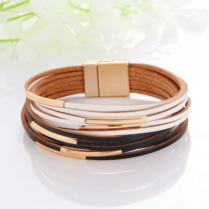 Wholesale Jewelry Simple Style Streetwear Geometric Pu Leather Bangle