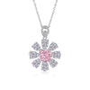 Classic Style Water Droplets Flower Sterling Silver Zircon Pendant Necklace In Bulk