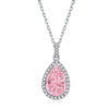 Classic Style Water Droplets Flower Sterling Silver Zircon Pendant Necklace In Bulk