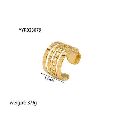 Streetwear Solid Color Stainless Steel Plating Open Rings