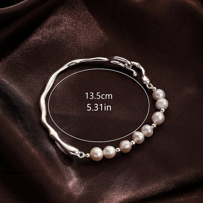 Elegant Round Imitation Pearl Alloy Copper Plating Chain 18k Gold Plated Bracelets