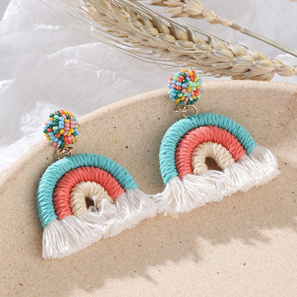 1 Pair Vacation Rainbow Alloy Cotton Drop Earrings