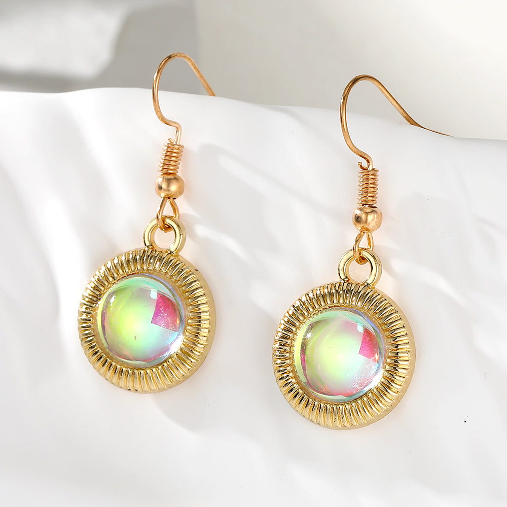 1 Pair Vintage Style Vacation Simple Style Round Devil's Eye Inlay Alloy Resin Drop Earrings