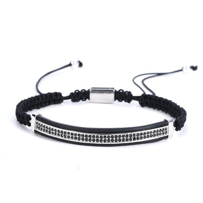 New Hot-selling 6mm Frosted Stone Crown Three-cut Round Leather Strap Beaded Copper Bracelet For Women