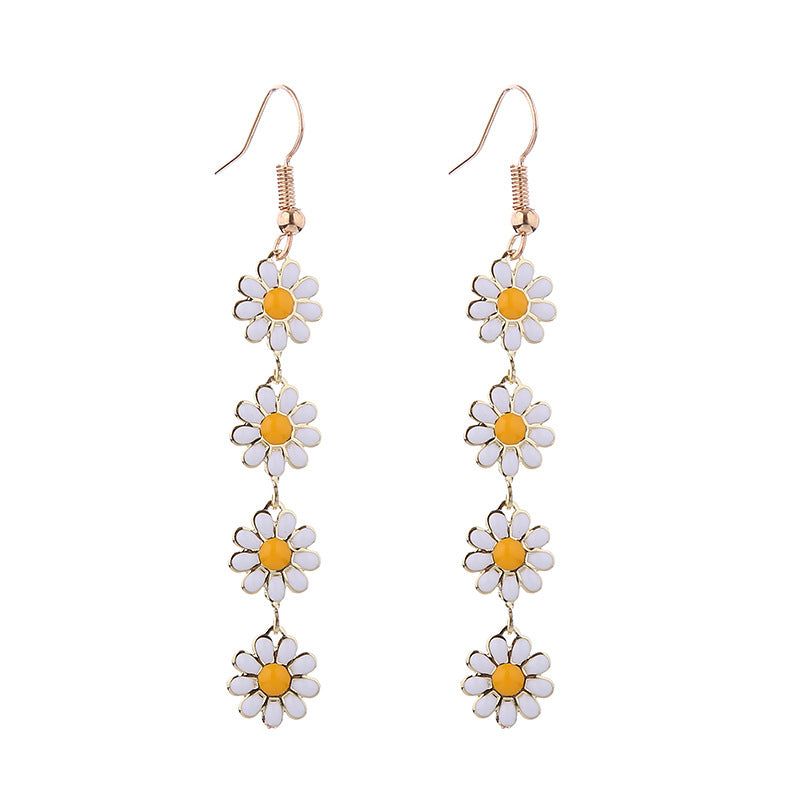 1 Pair Lady Sweet Flower Enamel Alloy Drop Earrings