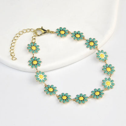 Simple Style Flower Copper Enamel Bracelets