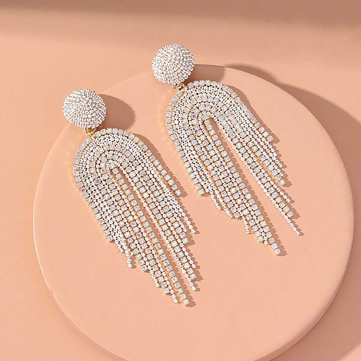 1 Pair Elegant Luxurious Color Block Inlay Alloy Rhinestones Drop Earrings