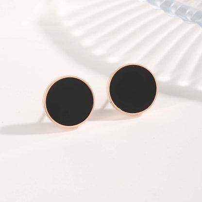 1 Pair Commute Circle Eye Plating Stainless Steel Resin Rose Gold Plated Ear Studs