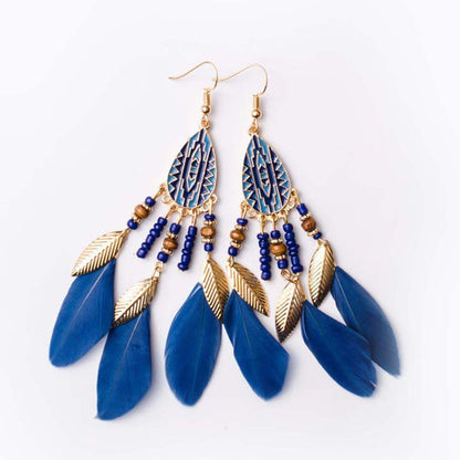 1 Pair Bohemian Flower Tassel Plating Metal Drop Earrings