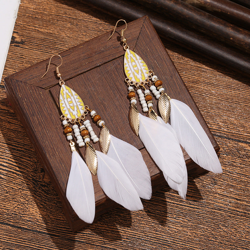 1 Pair Bohemian Flower Tassel Plating Metal Drop Earrings