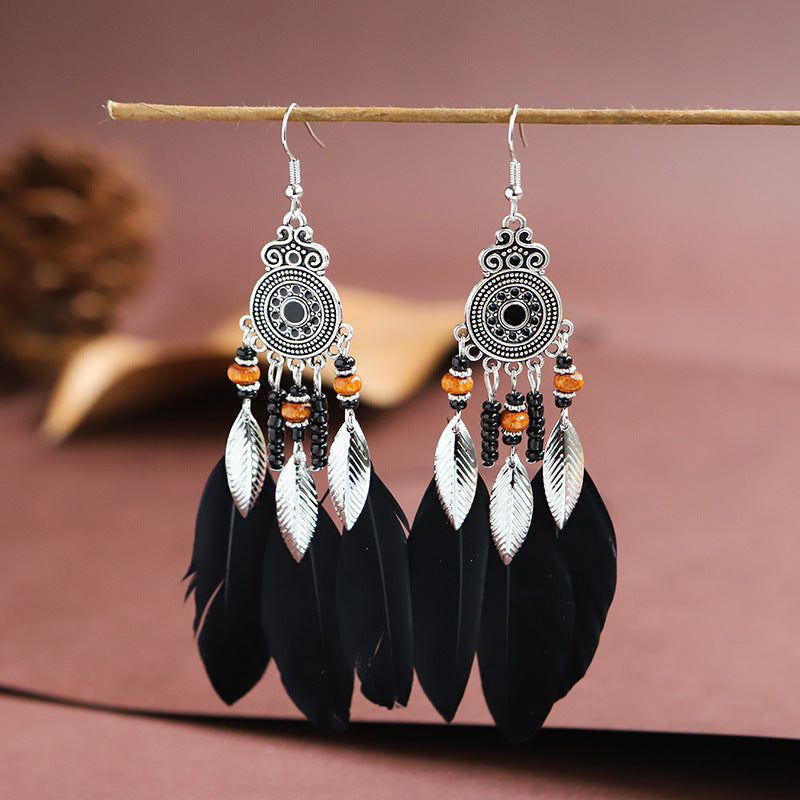 1 Pair Bohemian Flower Tassel Plating Metal Drop Earrings