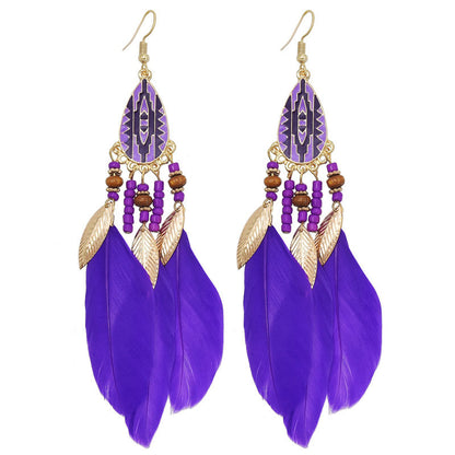 1 Pair Bohemian Flower Tassel Plating Metal Drop Earrings