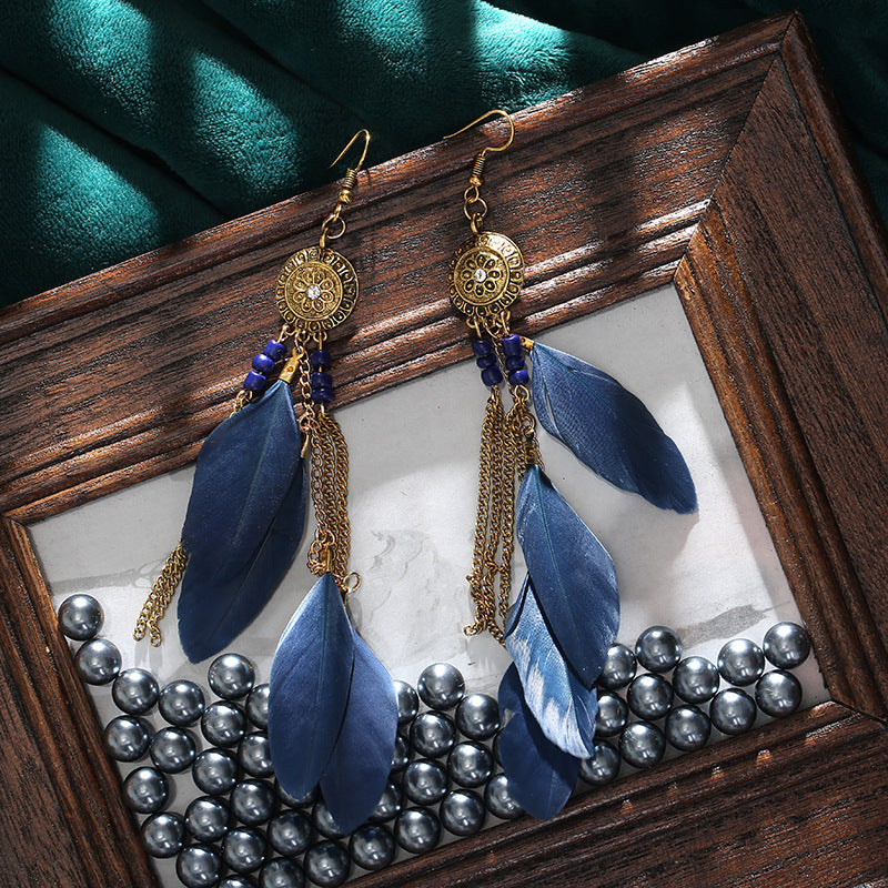 1 Pair Bohemian Flower Tassel Plating Metal Drop Earrings