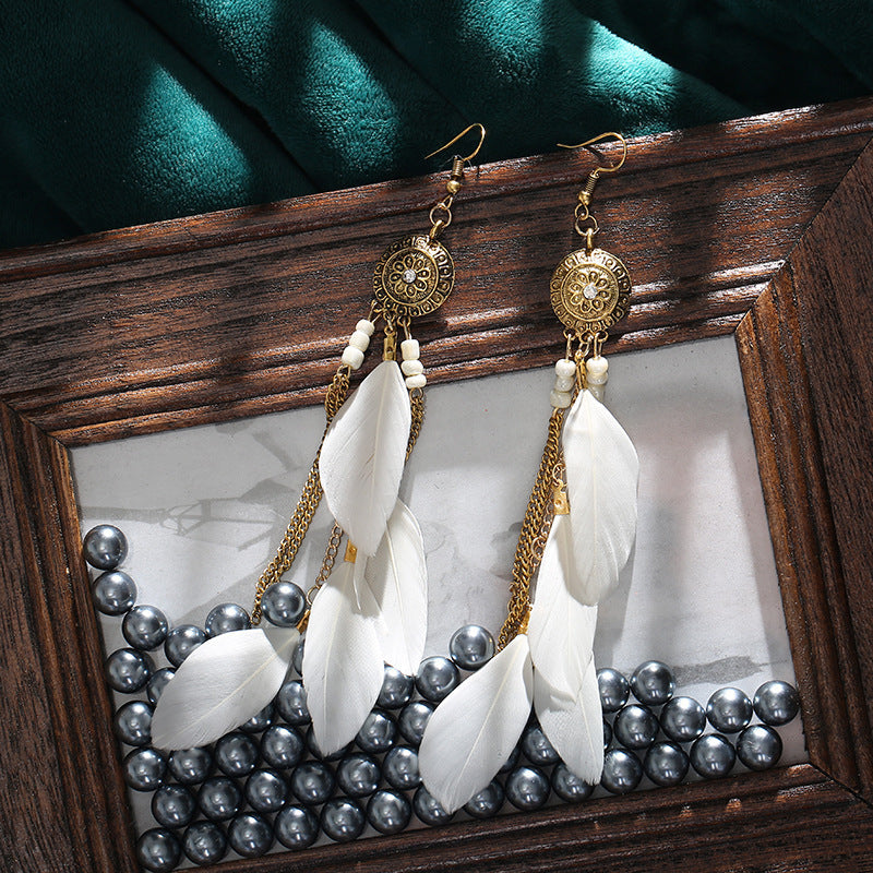 1 Pair Bohemian Flower Tassel Plating Metal Drop Earrings