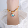 Luxurious Tropical Shiny Heart Shape Eye Titanium Steel Enamel Plating Inlay Zircon 18k Gold Plated Bracelets Drawstring Bracelets