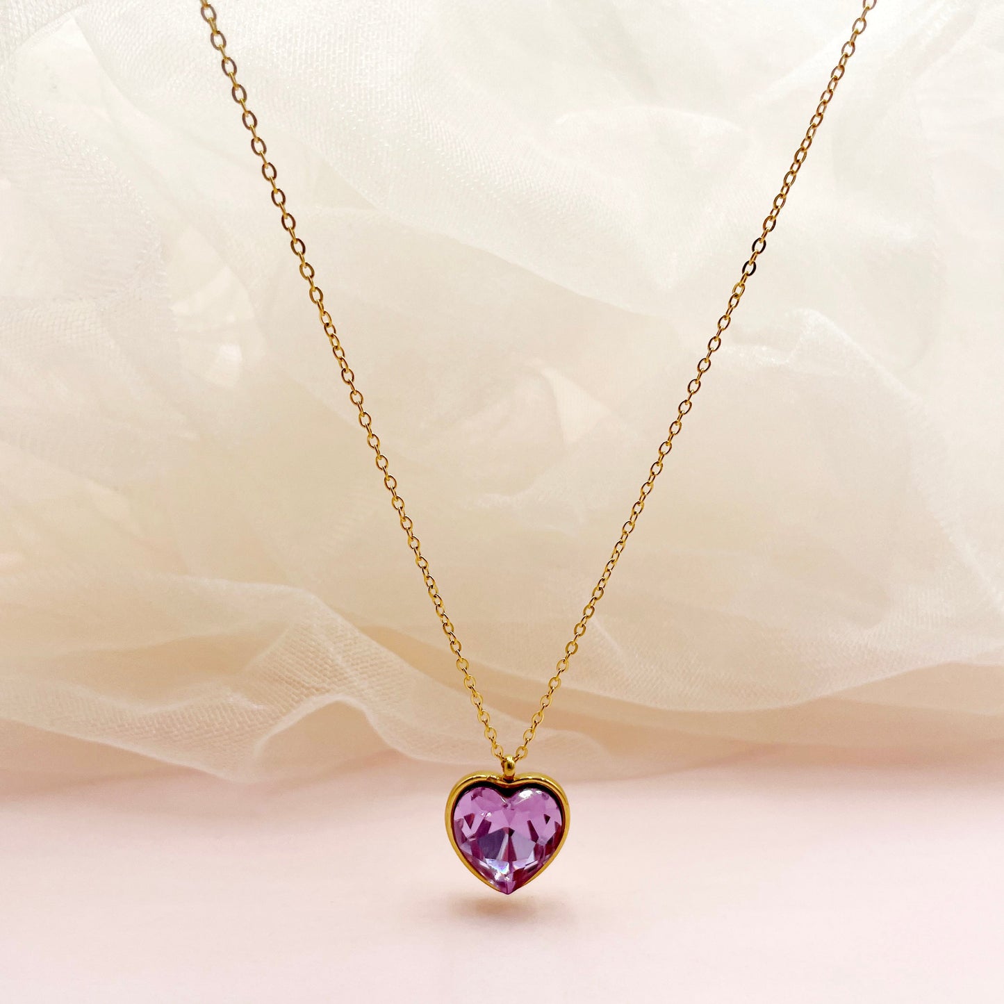 Vintage Style Luxurious Heart Shape Stainless Steel Plating Inlay Zircon Gold Plated Pendant Necklace