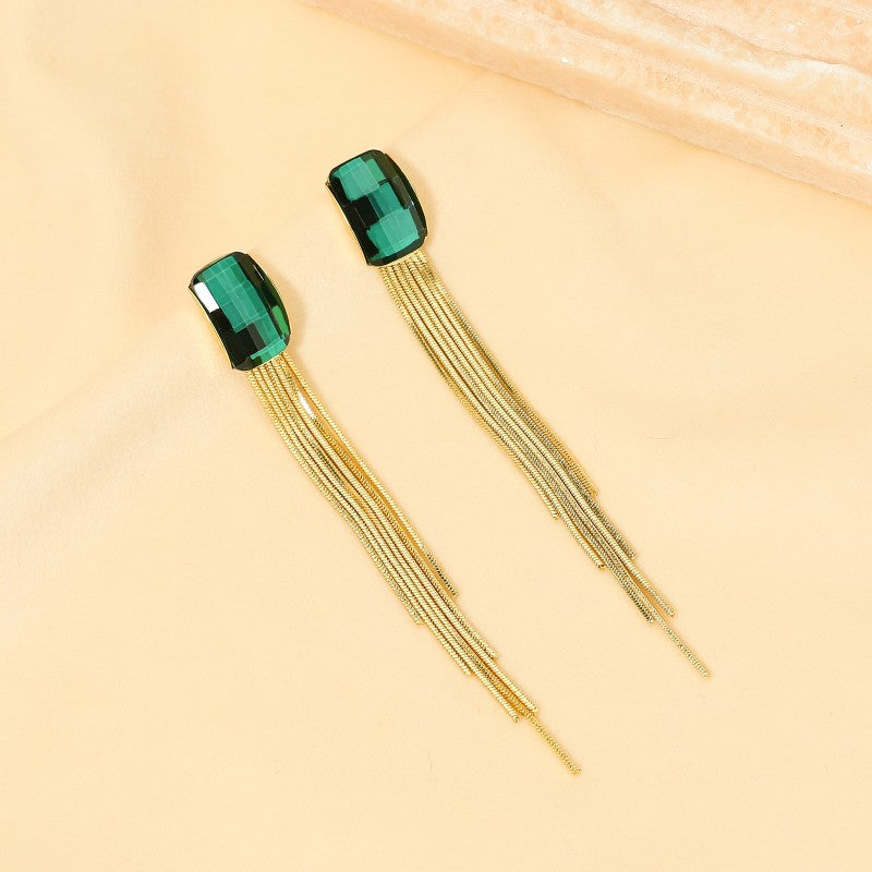 1 Pair Classic Style Tassel Plating Inlay Stainless Steel Zircon Gold Plated Drop Earrings