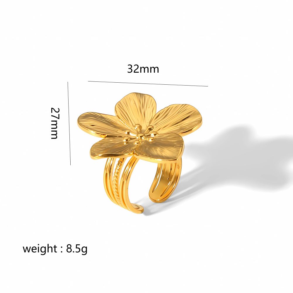 Retro Flower Stainless Steel Plating 18k Gold Plated Rings Earrings