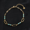 Retro Ethnic Style Star Tree Heart Shape Stainless Steel Beaded Plating Inlay Turquoise Zircon 18k Gold Plated Bracelets