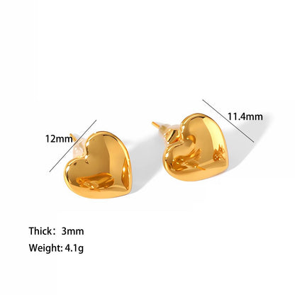 1 Pair Classic Style Heart Shape Polishing Plating Stainless Steel 18k Gold Plated Drop Earrings Ear Studs