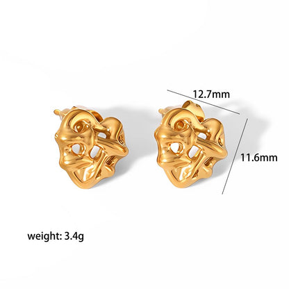 1 Pair Classic Style Heart Shape Polishing Plating Stainless Steel 18k Gold Plated Drop Earrings Ear Studs