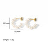 1 Pair Lady C Shape Beaded Inlay Stainless Steel Artificial Pearls 18k Gold Plated Earrings