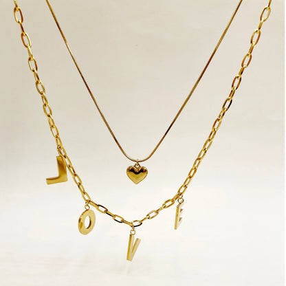 Simple Style Classic Style Love Heart Shape Stainless Steel Plating Gold Plated Necklace