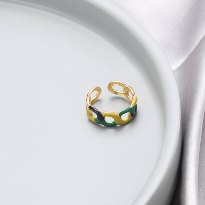 Casual Simple Style Oval Stainless Steel Enamel Plating 18k Gold Plated Open Rings