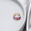 Casual Simple Style Oval Stainless Steel Enamel Plating 18k Gold Plated Open Rings