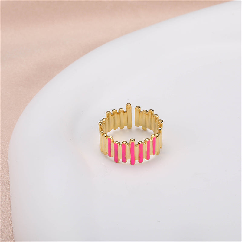 Casual Simple Style Oval Stainless Steel Enamel Plating 18k Gold Plated Open Rings