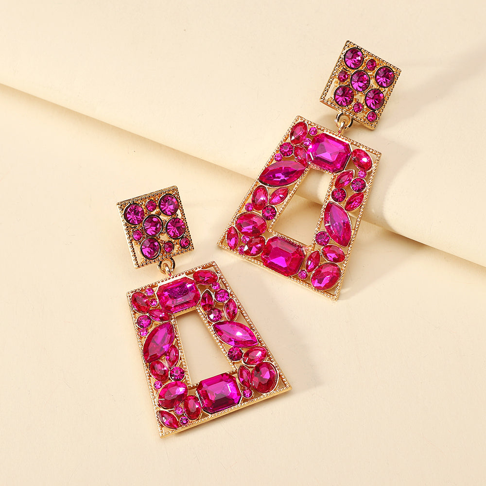 1 Pair Retro Lady Simple Style Trapezoid Plating Alloy Artificial Gemstones Drop Earrings