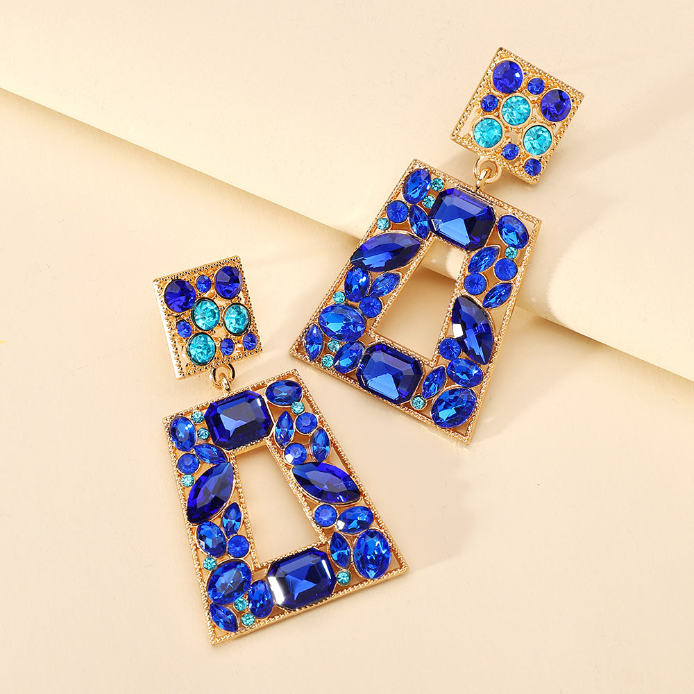 1 Pair Retro Lady Simple Style Trapezoid Plating Alloy Artificial Gemstones Drop Earrings