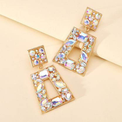 1 Pair Retro Lady Simple Style Trapezoid Plating Alloy Artificial Gemstones Drop Earrings