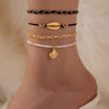 Vacation Shell Alloy Seed Bead Wholesale Anklet