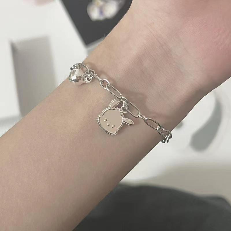 Sweet Simple Style Bear Heart Shape Flower Imitation Pearl Alloy Charm Inlay Moonstone Opal Women's Bracelets