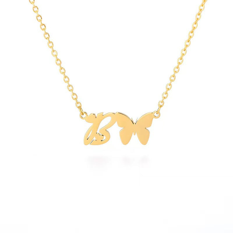 Simple Style Letter Stainless Steel Titanium Steel Plating Gold Plated Pendant Necklace