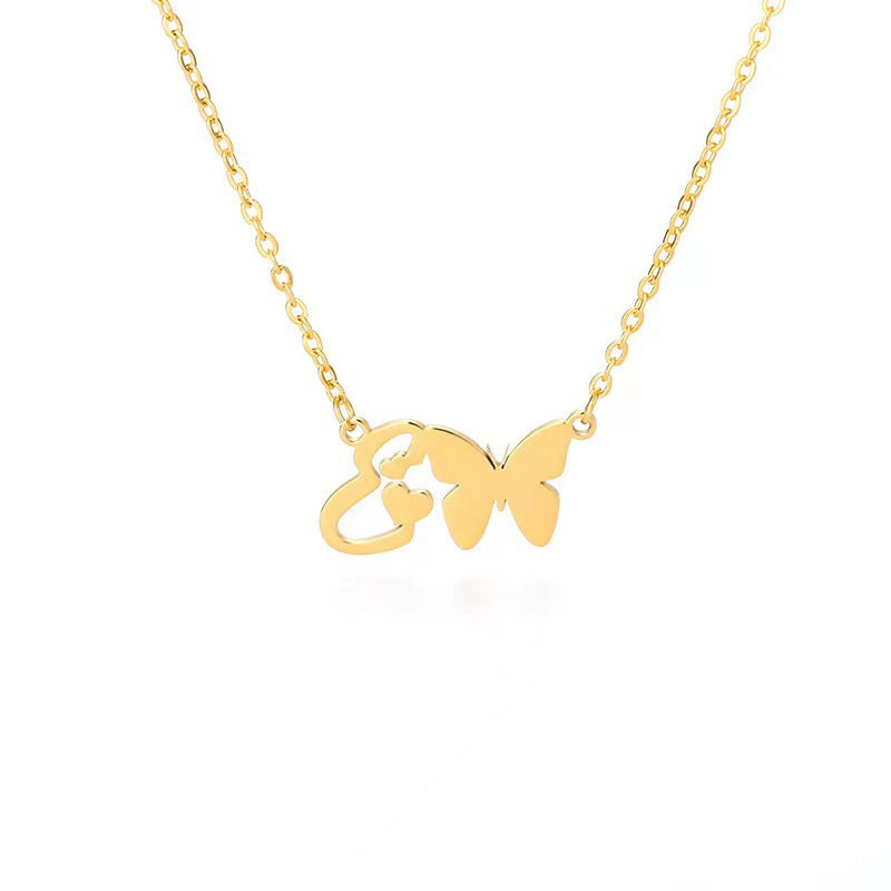 Simple Style Letter Stainless Steel Titanium Steel Plating Gold Plated Pendant Necklace