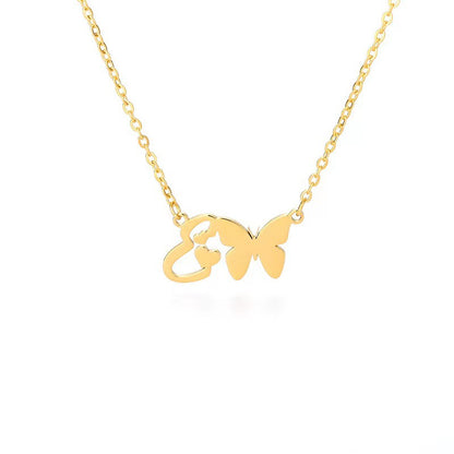 Simple Style Letter Stainless Steel Titanium Steel Plating Gold Plated Pendant Necklace