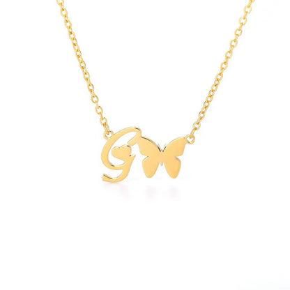 Simple Style Letter Stainless Steel Titanium Steel Plating Gold Plated Pendant Necklace