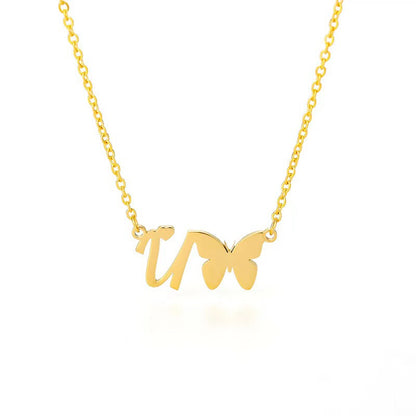 Simple Style Letter Stainless Steel Titanium Steel Plating Gold Plated Pendant Necklace