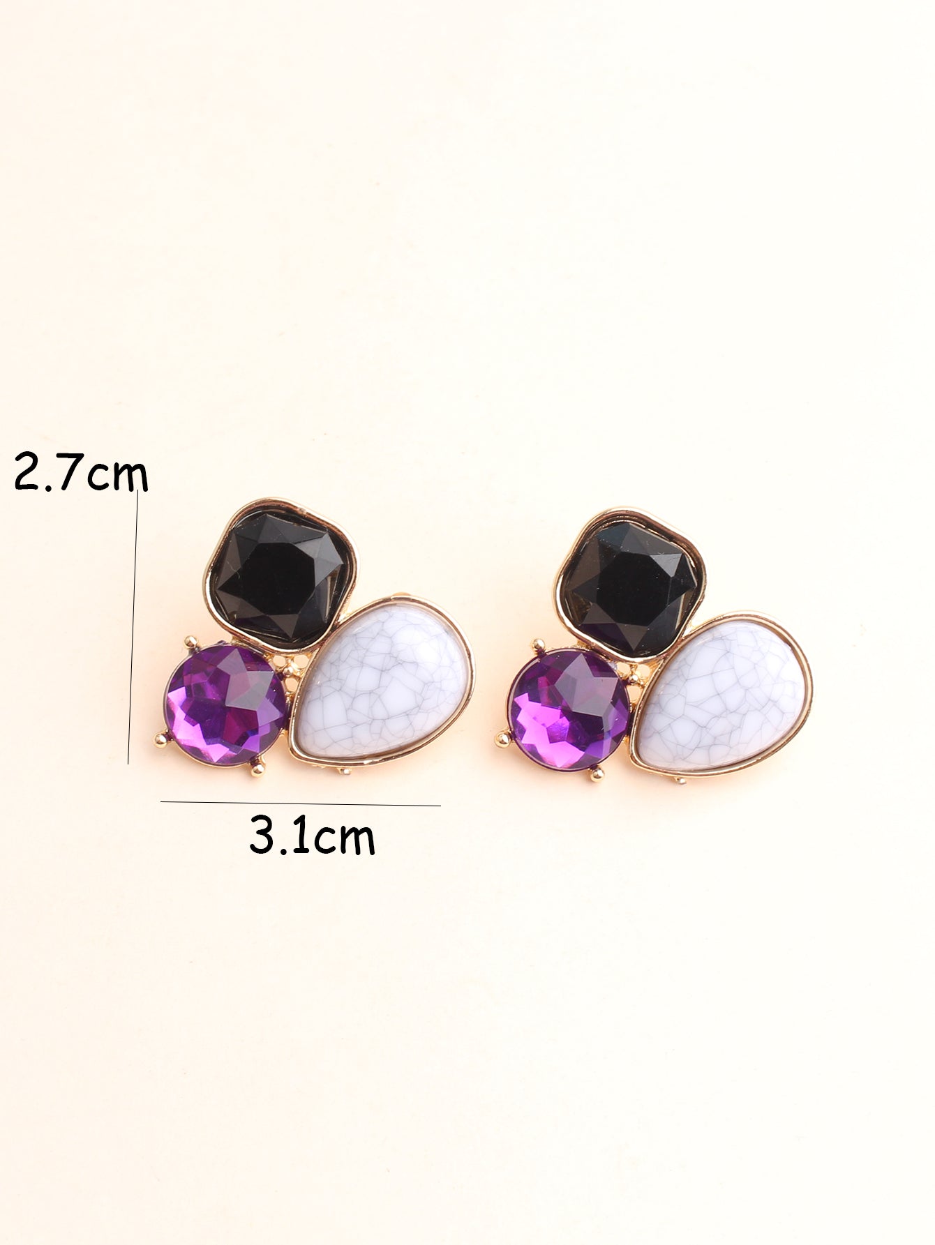 1 Pair Ig Style Square Water Droplets Spray Paint Plating Inlay Alloy Rhinestones Gold Plated Ear Studs