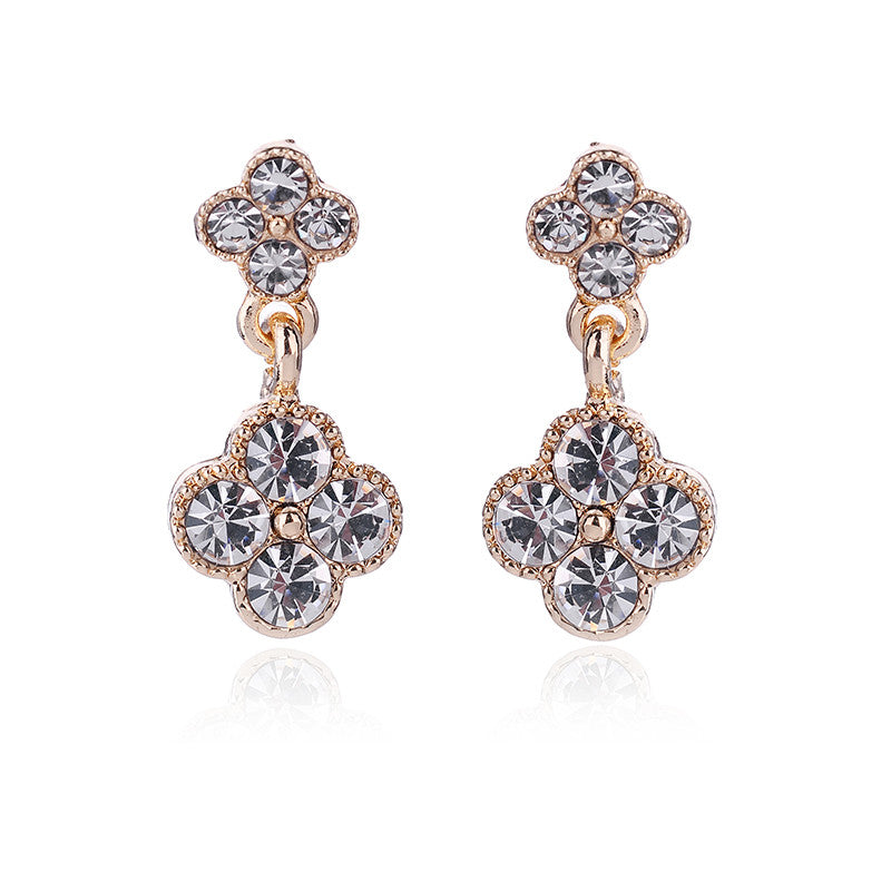 Wholesale Jewelry Simple Style Petal Alloy Gold Plated Plating Inlay Drop Earrings