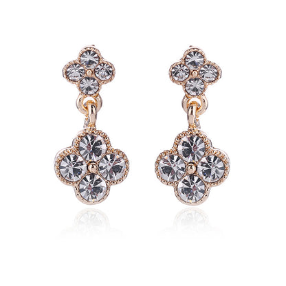 Wholesale Jewelry Simple Style Petal Alloy Gold Plated Plating Inlay Drop Earrings