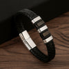 Classical Vintage Style Geometric Stainless Steel Pu Leather Men'S Bangle