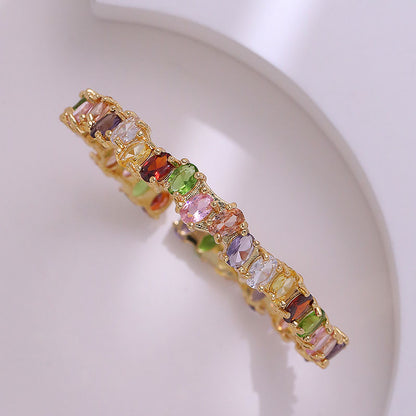 Casual Commute Colorful Brass Plating Inlay Zircon 14k Gold Plated Bangle