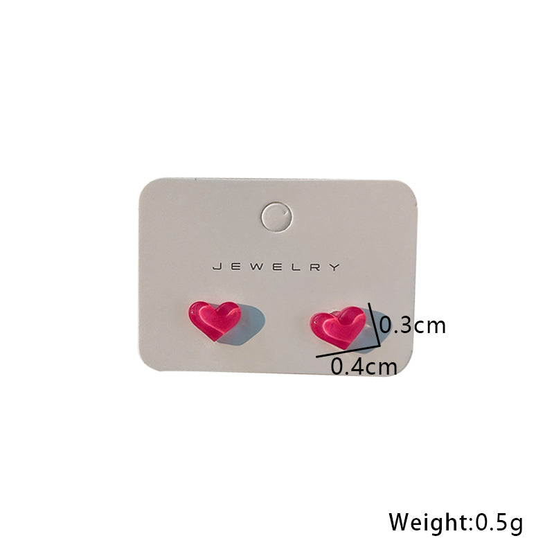 1 Pair Cute Sweet Heart Shape Resin Ear Studs