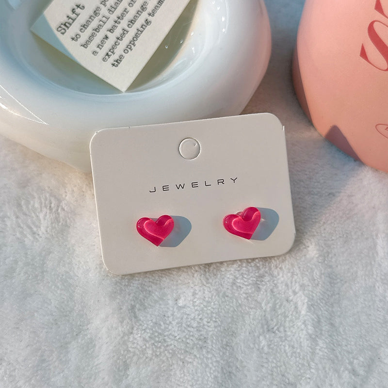 1 Pair Cute Sweet Heart Shape Resin Ear Studs