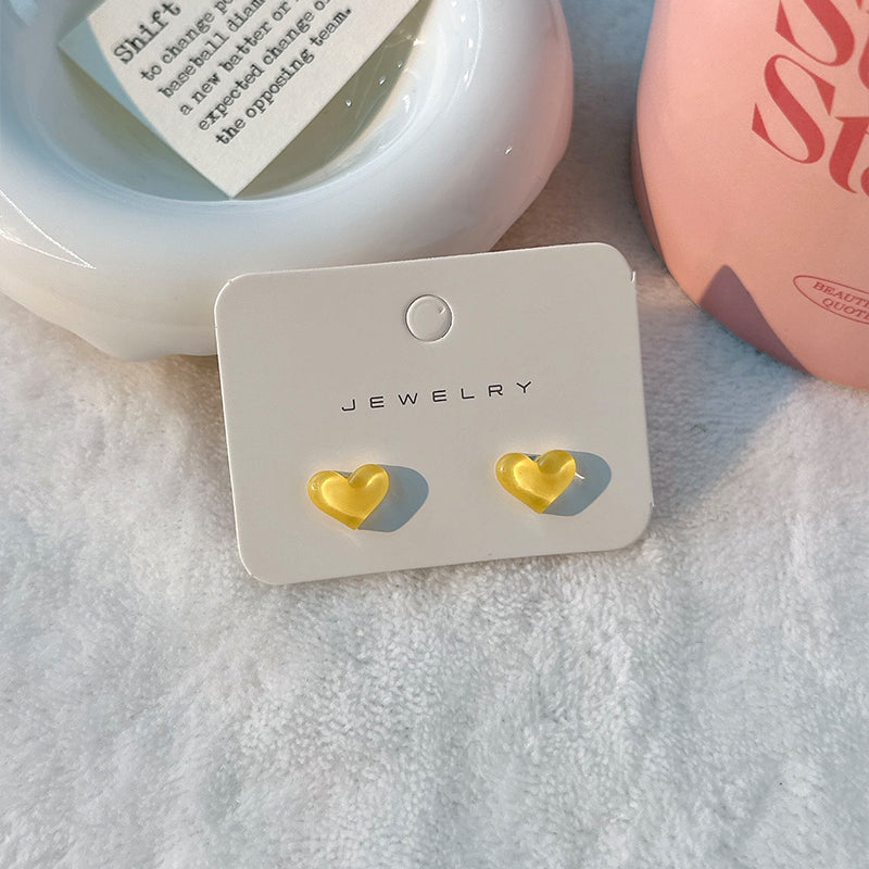 1 Pair Cute Sweet Heart Shape Resin Ear Studs