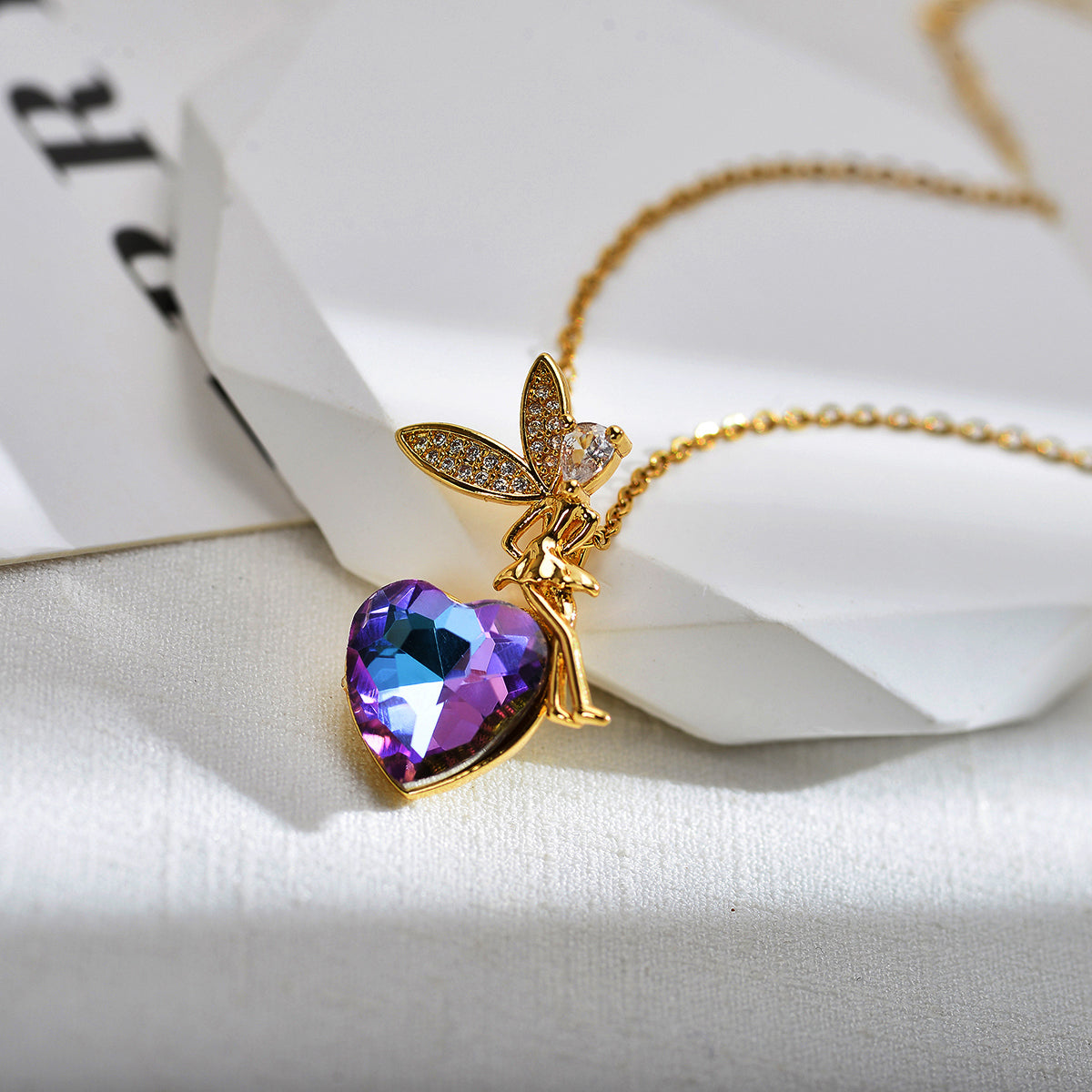 Fairy Style Cartoon Character Heart Shape Titanium Steel Copper Inlay Zircon Pendant Necklace