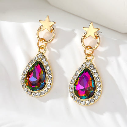 1 Pair Vintage Style Simple Style Water Droplets Alloy Glass Drop Earrings